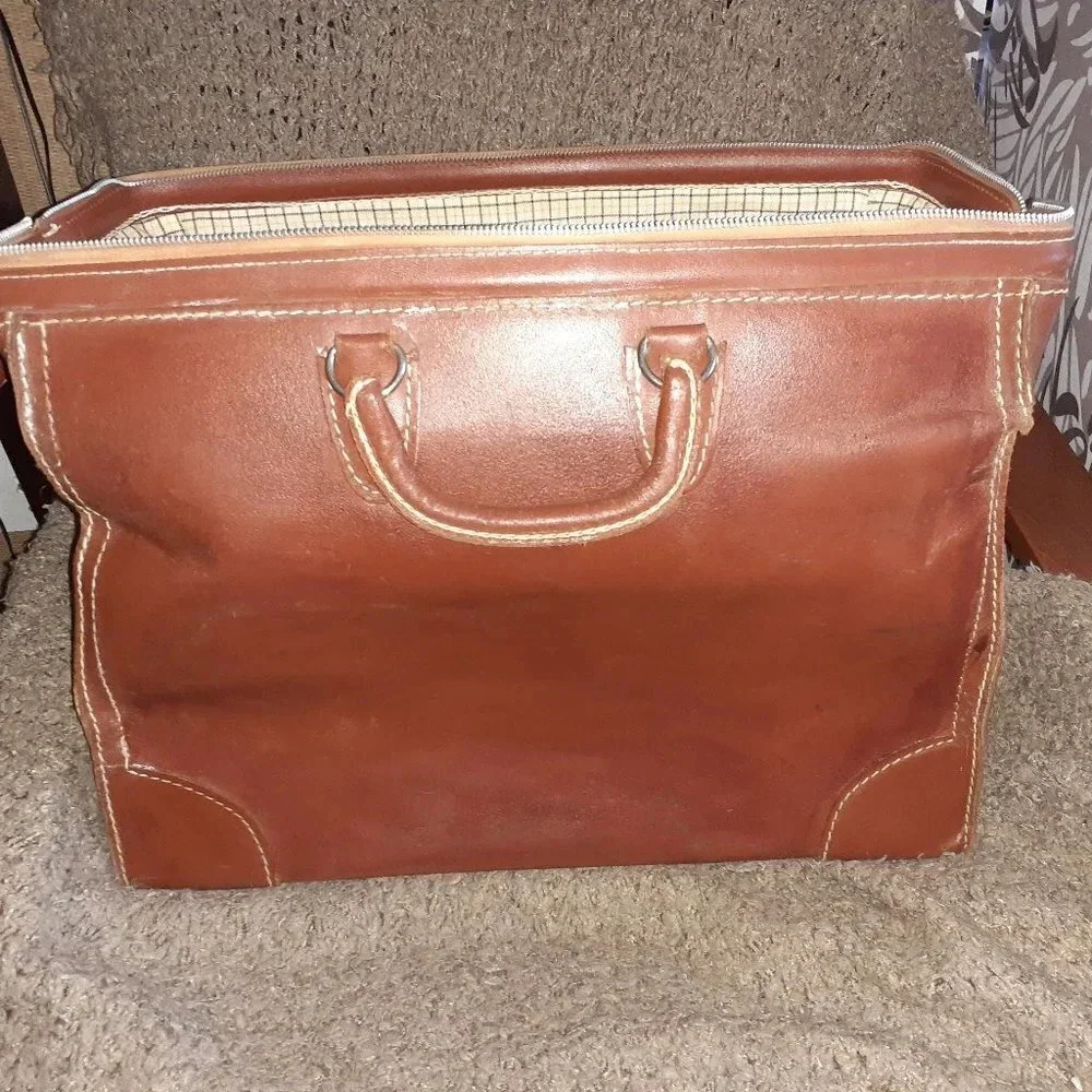 Vintage CHENEY Leather Duffle Bag-Chestnut Brown-Very Good - Picture 5 of 8